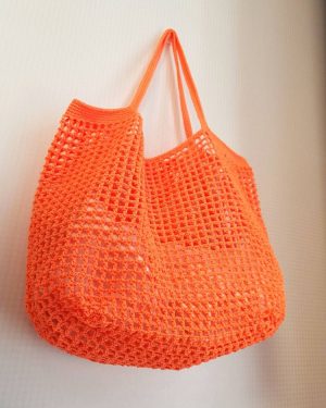 Crochet Net Tote Bag - Orange