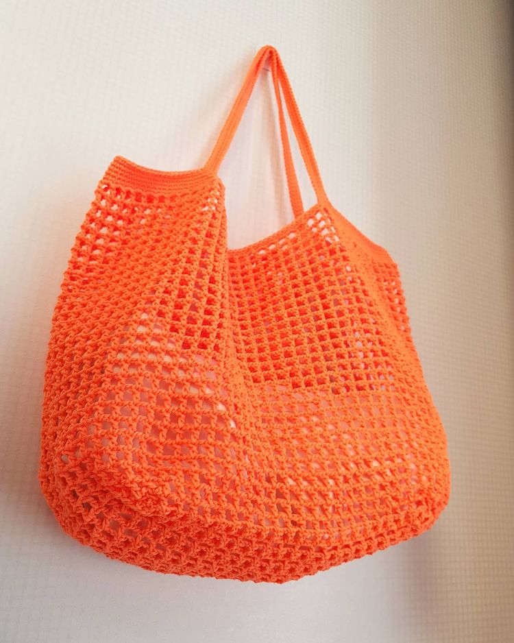 Crochet Net Tote Bag - Orange