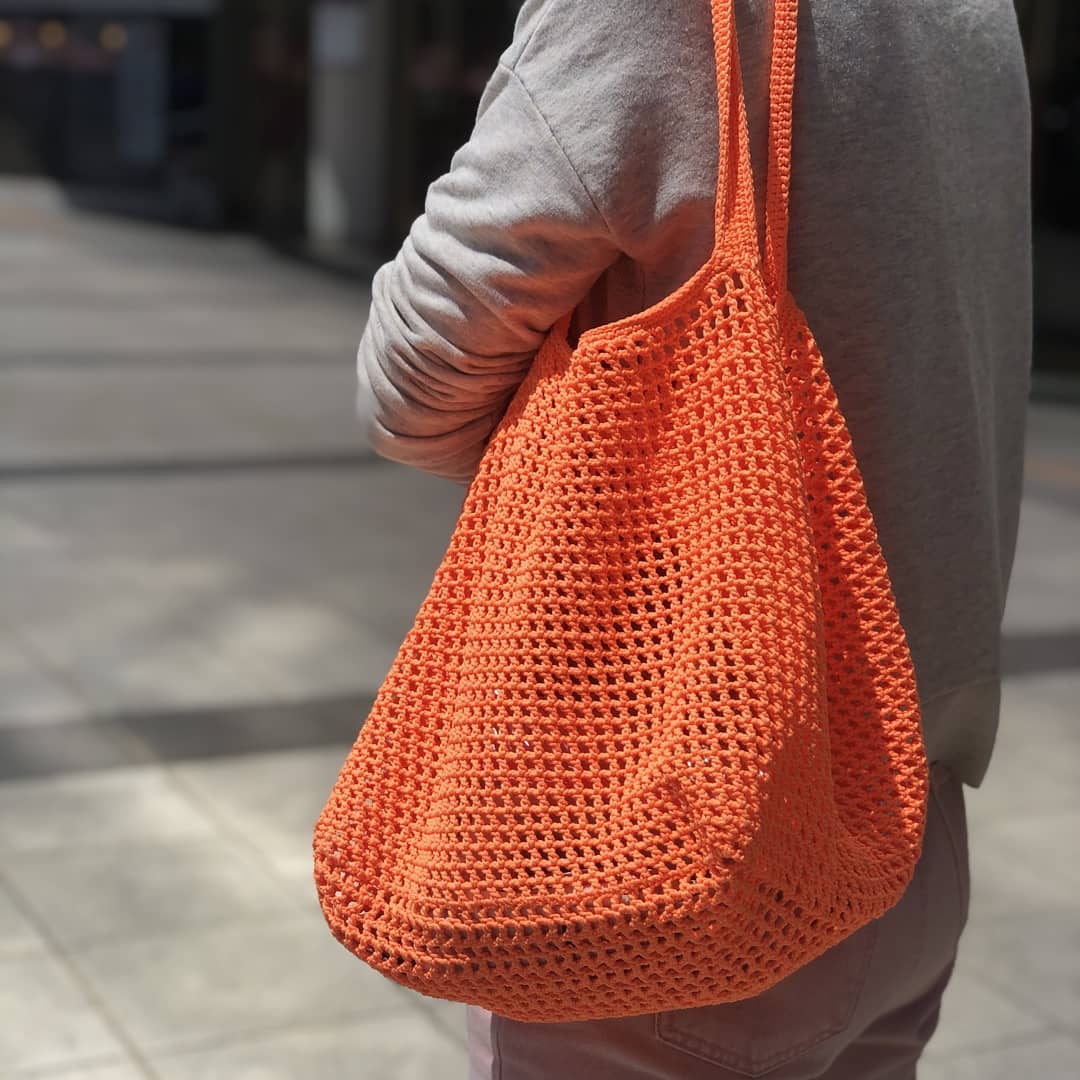 Crochet Net Tote Bag - Orange - Image 3