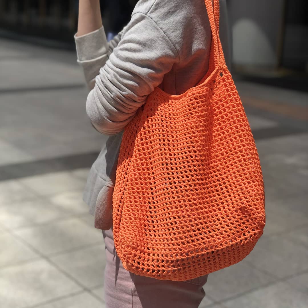 Crochet Net Tote Bag - Orange - Image 2