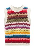 Multicoloured striped crochet vest