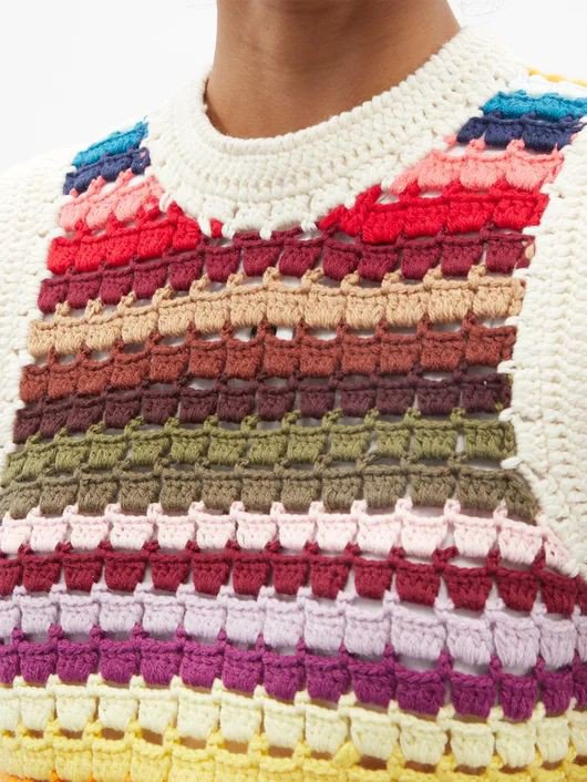 Multicoloured striped crochet vest - Image 2