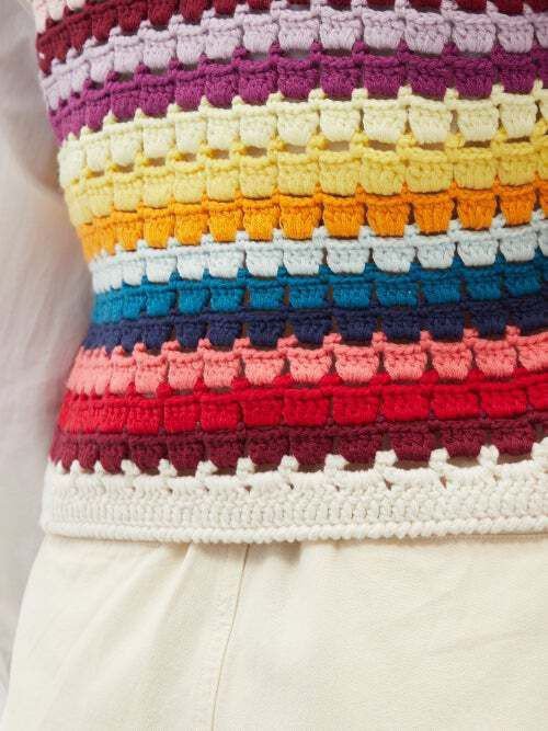 Multicoloured striped crochet vest - Image 3