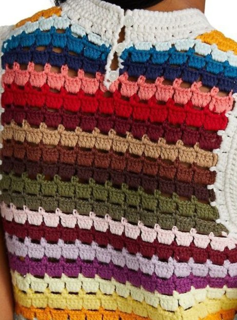 Multicoloured striped crochet vest - Image 4