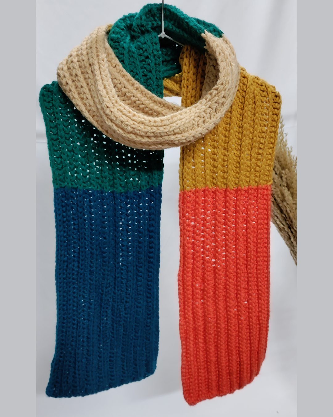 Rainbow-Color-Block-Knitted-Scarf-Houz