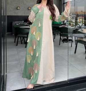 Two-Tone Embellished Maxi Dress