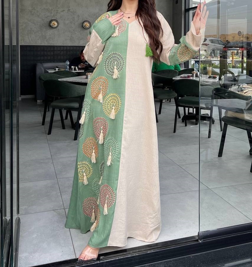 Two-Tone Embellished Maxi Dress