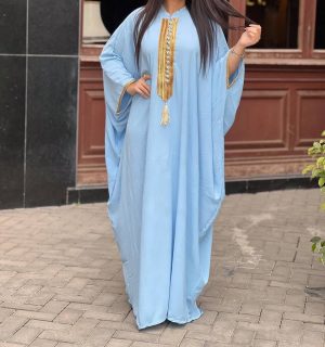 Sky Blue Kaftan with Golden Embellishment